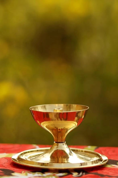 Brass and Glass Akhand Deep Diya with Cover for Puja | Deepam Jyot Diya Oil Lamp